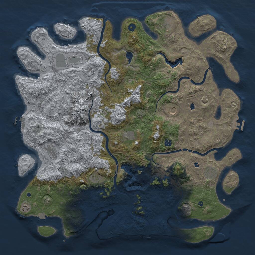 Rust Map: Procedural Map, Size: 5000, Seed: 748127649, 17 Monuments