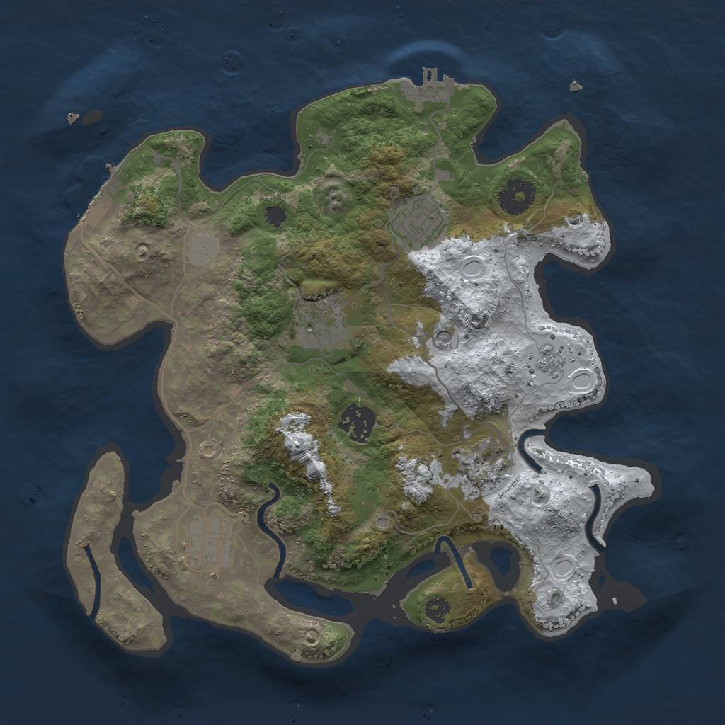 Rust Map: Procedural Map, Size: 3000, Seed: 690528953, 14 Monuments