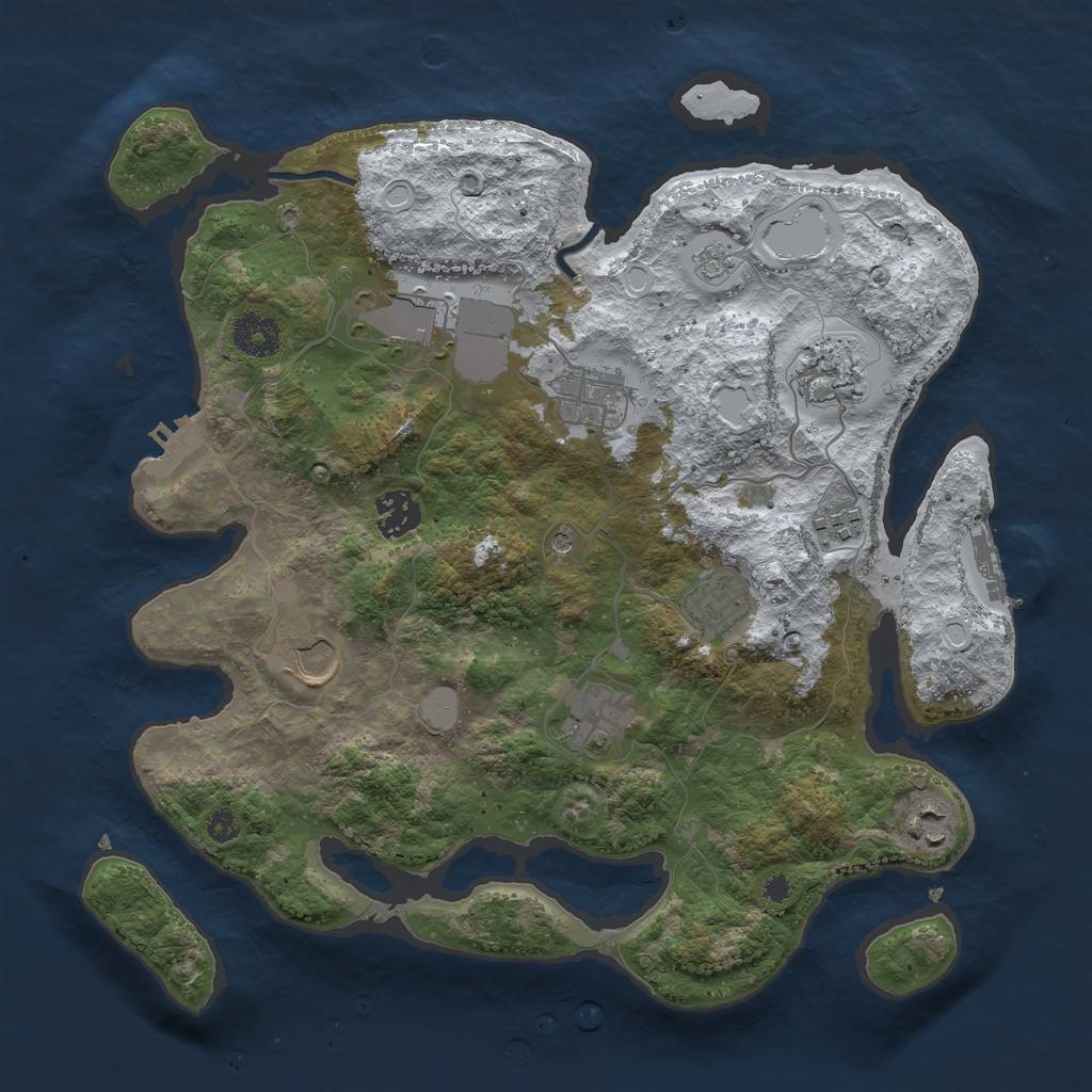 Rust Map: Procedural Map, Size: 3500, Seed: 1005995907, 18 Monuments