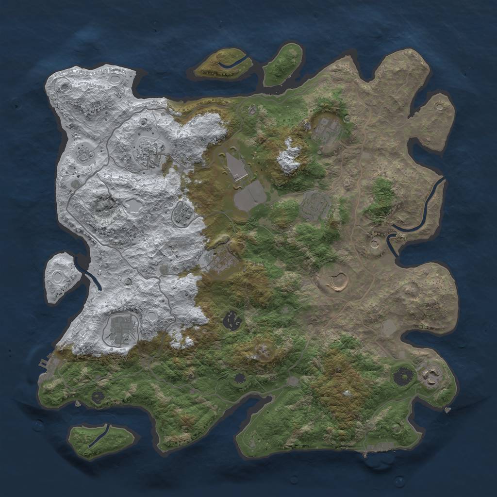 Rust Map: Procedural Map, Size: 4000, Seed: 748127649, 19 Monuments