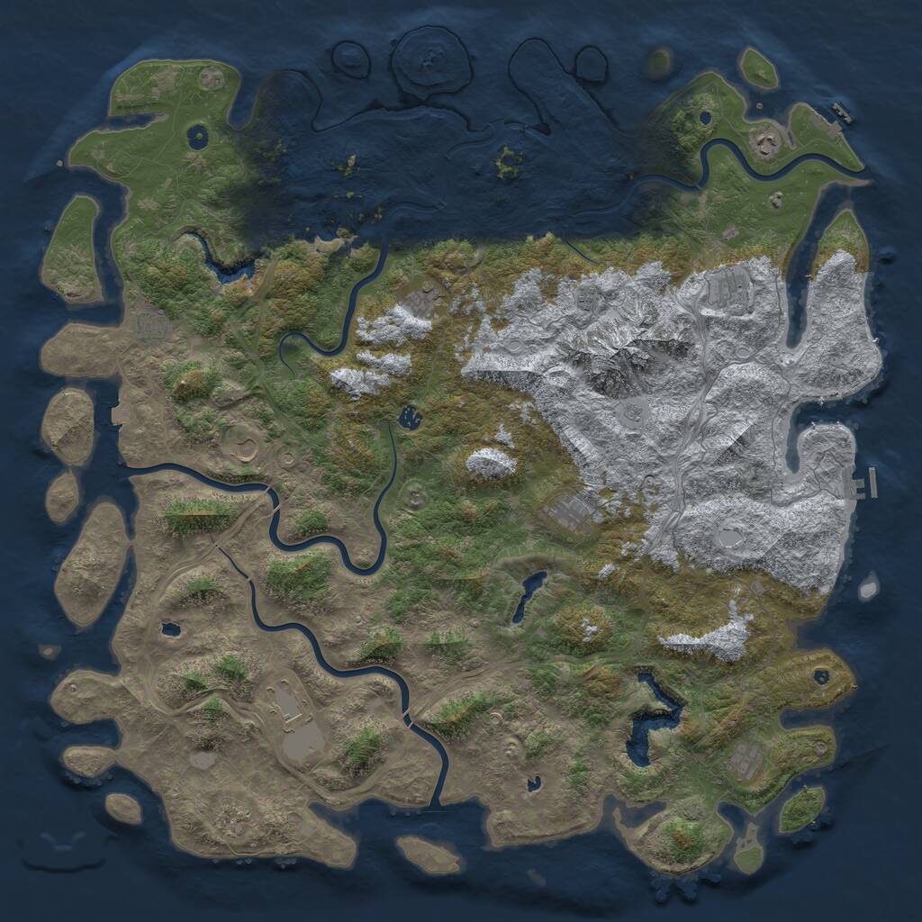 Rust Map: Procedural Map, Size: 6000, Seed: 80841337, 17 Monuments