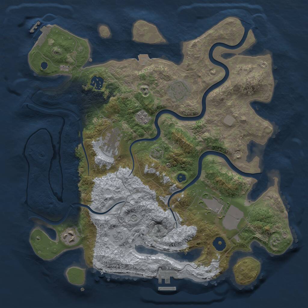 Rust Map: Procedural Map, Size: 3500, Seed: 12267, 12 Monuments