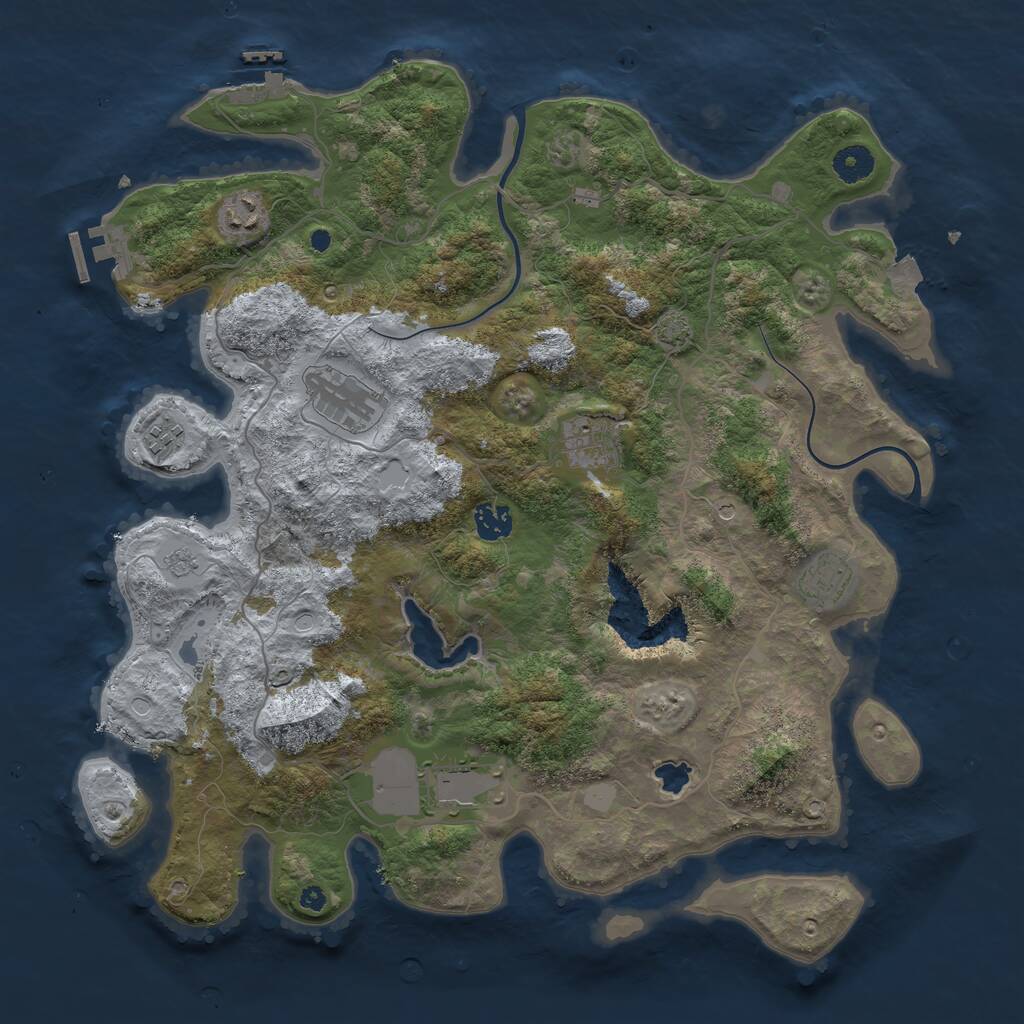 Rust Map: Procedural Map, Size: 4000, Seed: 83654, 13 Monuments