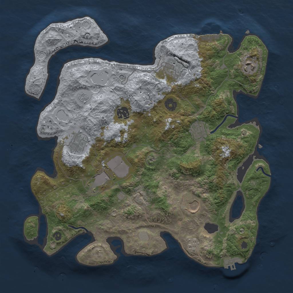 Rust Map: Procedural Map, Size: 3500, Seed: 322422118, 15 Monuments