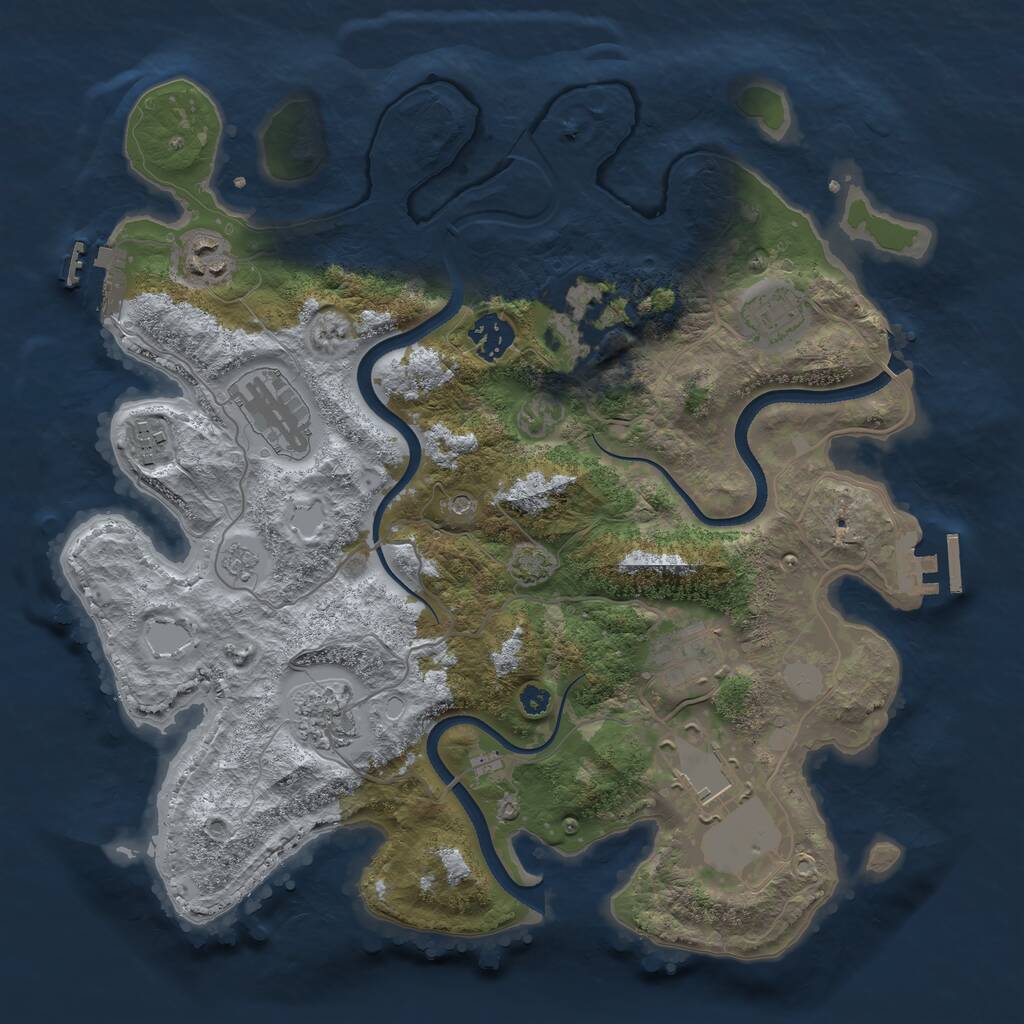 Rust Map: Procedural Map, Size: 3500, Seed: 500514239, 15 Monuments
