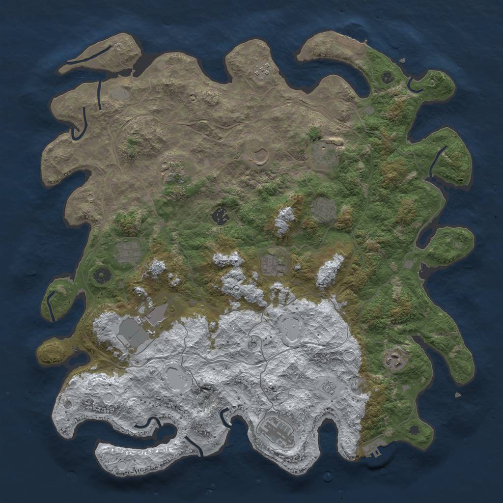 Rust Map: Procedural Map, Size: 4500, Seed: 420411635, 20 Monuments