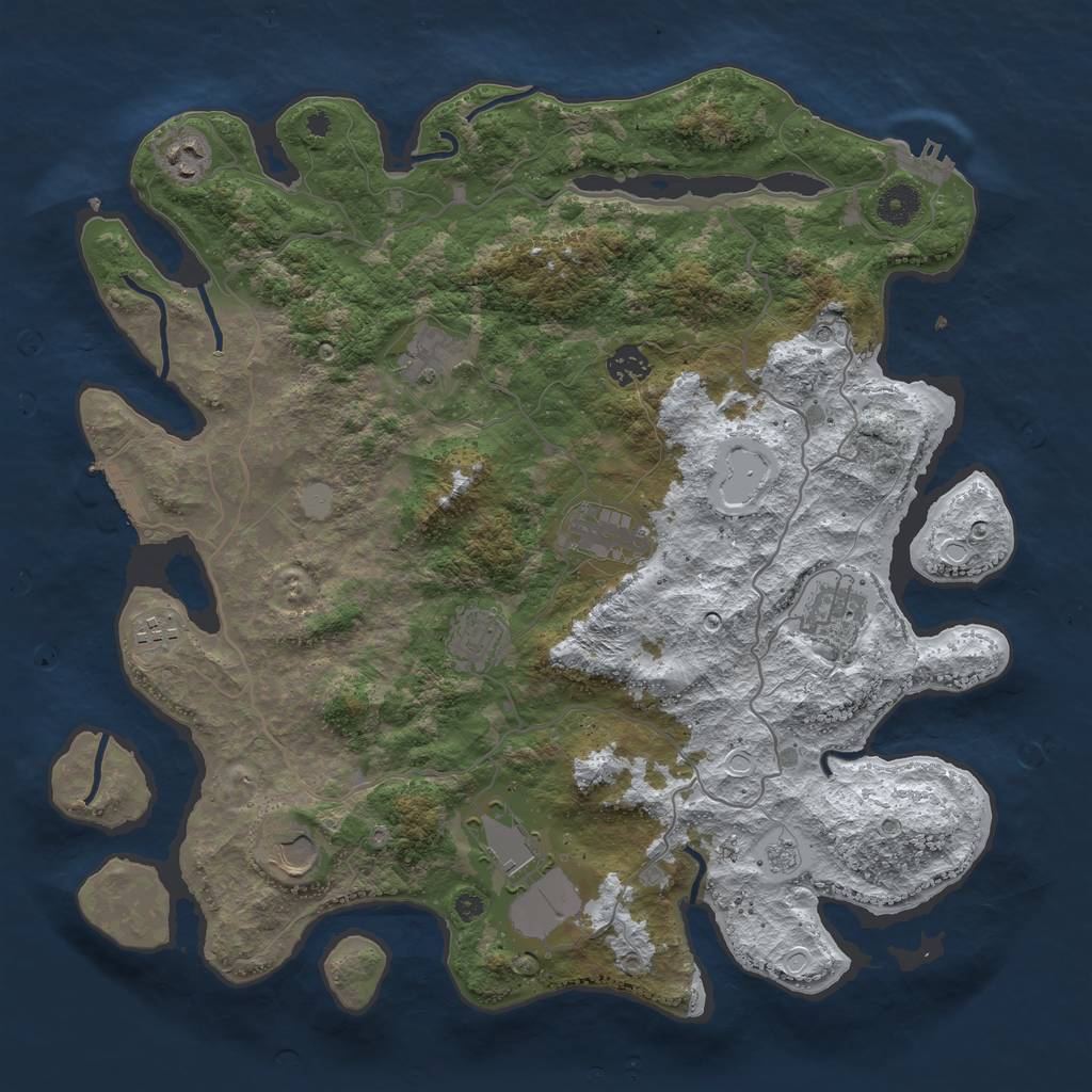 Rust Map: Procedural Map, Size: 4000, Seed: 832307, 18 Monuments