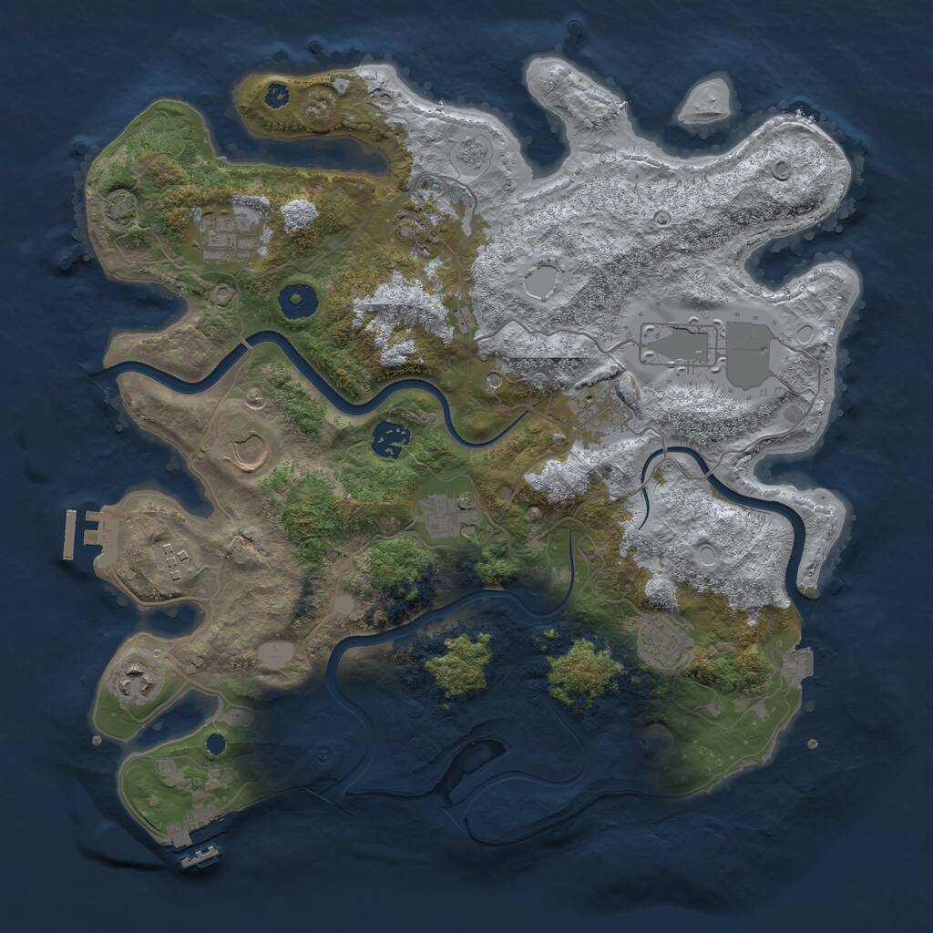 Rust Map: Procedural Map, Size: 3750, Seed: 1754077070, 16 Monuments