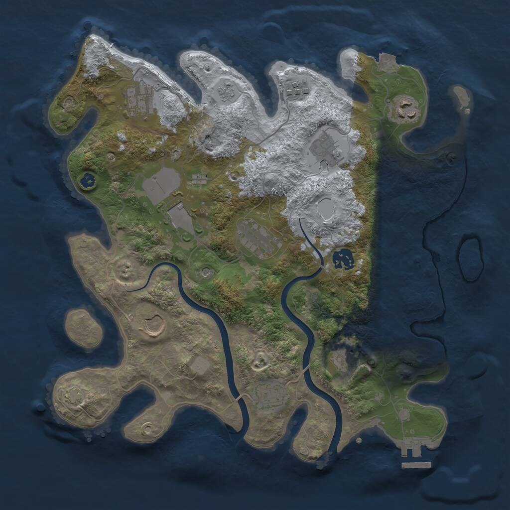 Rust Map: Procedural Map, Size: 3500, Seed: 4205, 15 Monuments