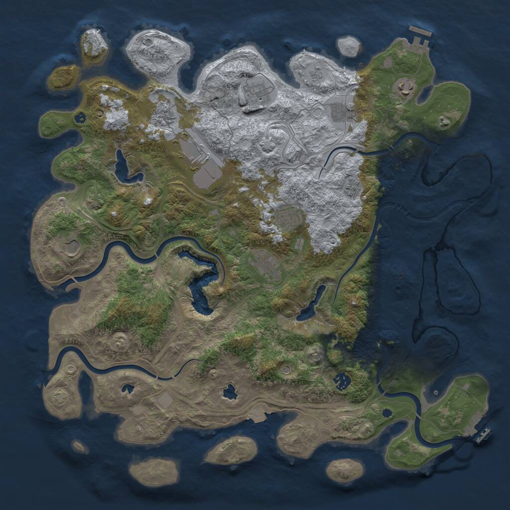 Rust Map: Procedural Map, Size: 4500, Seed: 1184819622, 16 Monuments