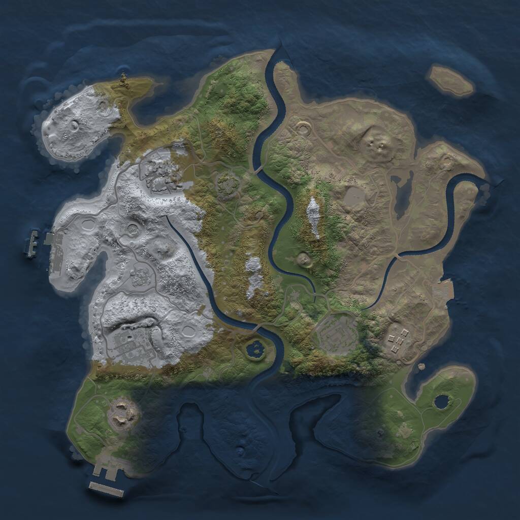 Rust Map: Procedural Map, Size: 3000, Seed: 21371, 11 Monuments