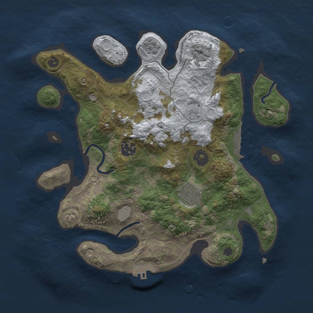 Rust Map: Procedural Map, Size: 3000, Seed: 398333060, 11 Monuments