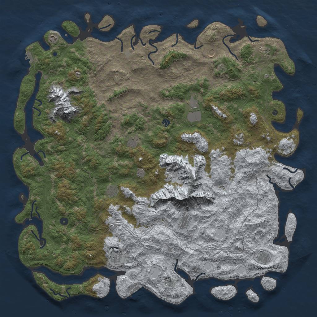Rust Map: Procedural Map, Size: 6000, Seed: 1972593169, 20 Monuments