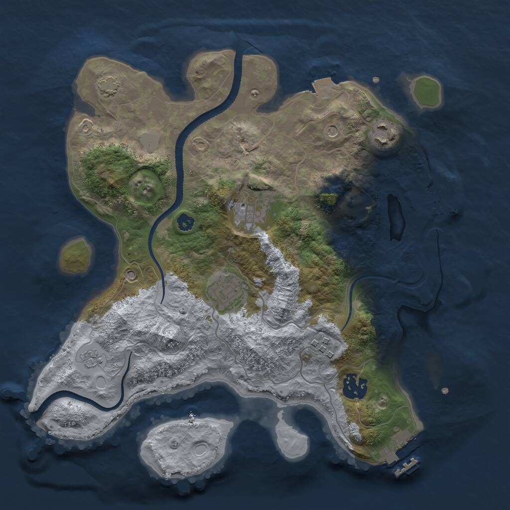 Rust Map: Procedural Map, Size: 3000, Seed: 2113802943, 11 Monuments