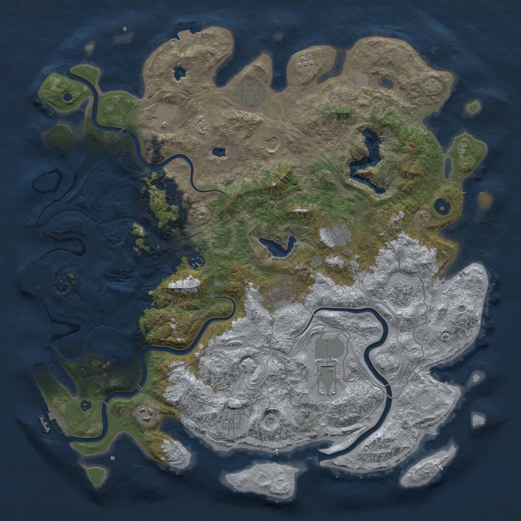 Rust Map: Procedural Map, Size: 4800, Seed: 2091894811, 17 Monuments