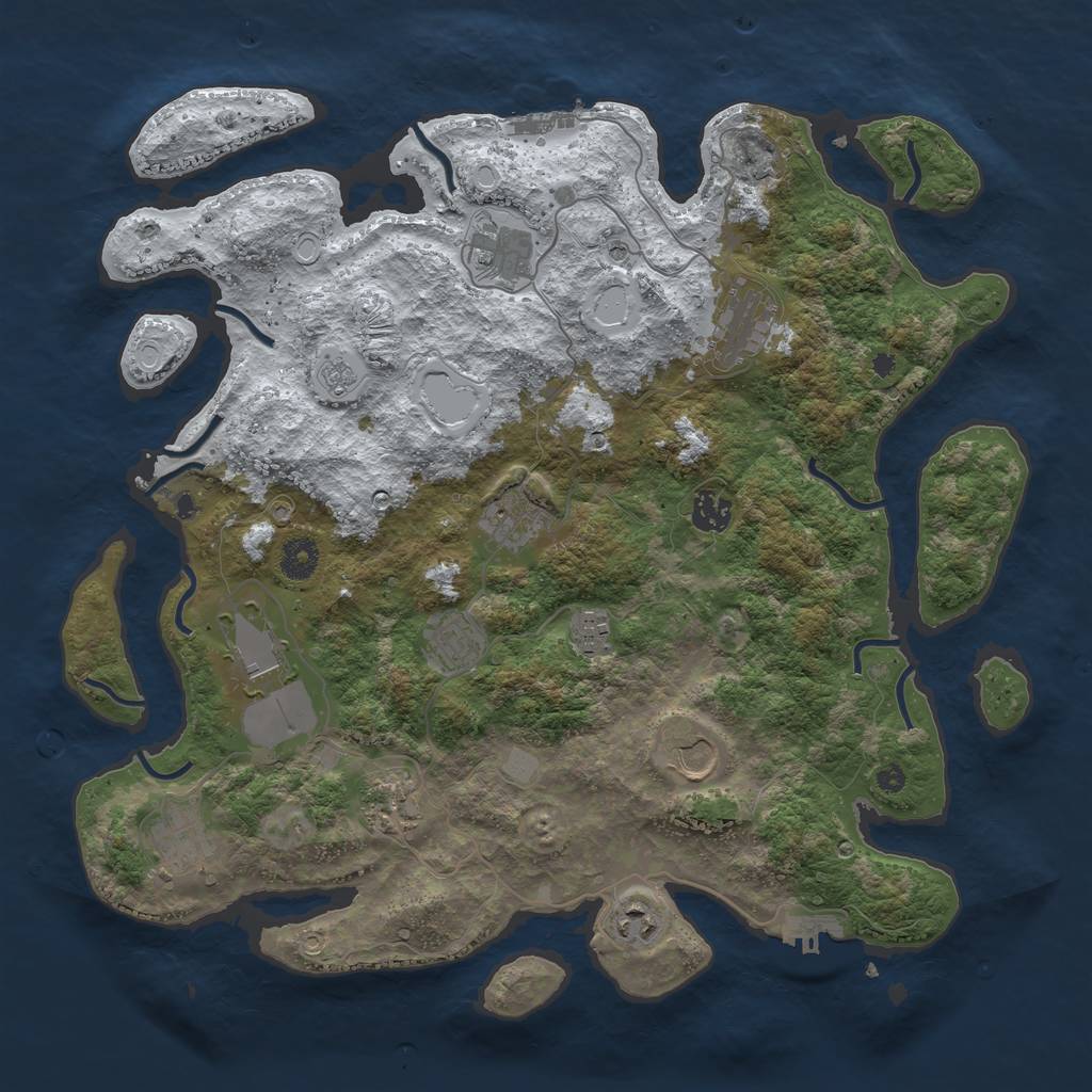 Rust Map: Procedural Map, Size: 3950, Seed: 636675308, 20 Monuments