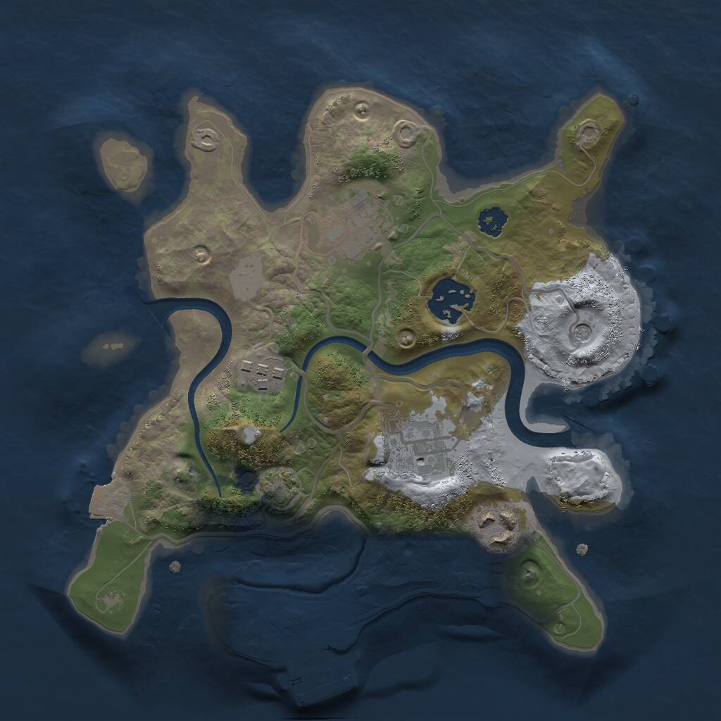 Rust Map: Procedural Map, Size: 2500, Seed: 85465, 9 Monuments