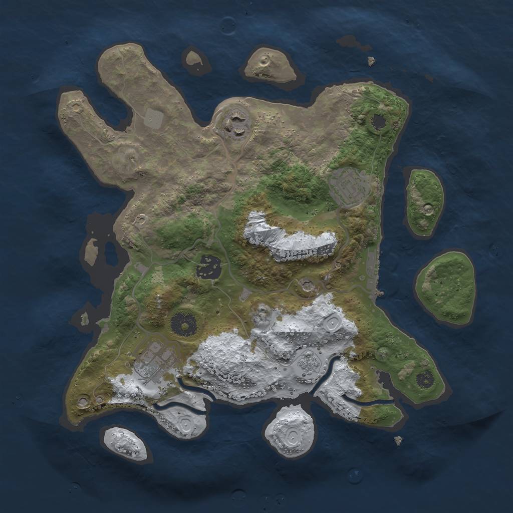 Rust Map: Procedural Map, Size: 3000, Seed: 52446, 12 Monuments