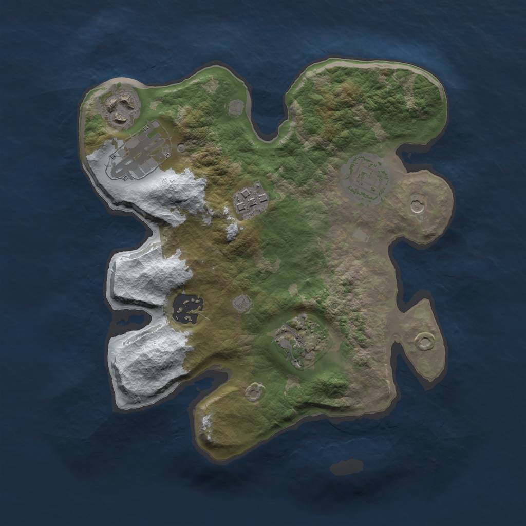 Rust Map: Barren, Size: 2500, Seed: 1806, 9 Monuments