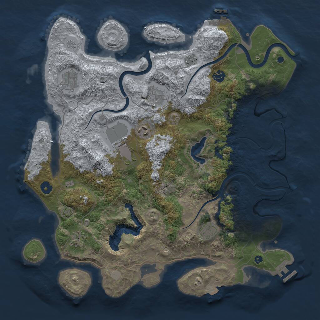 Rust Map: Procedural Map, Size: 4000, Seed: 10232001, 14 Monuments