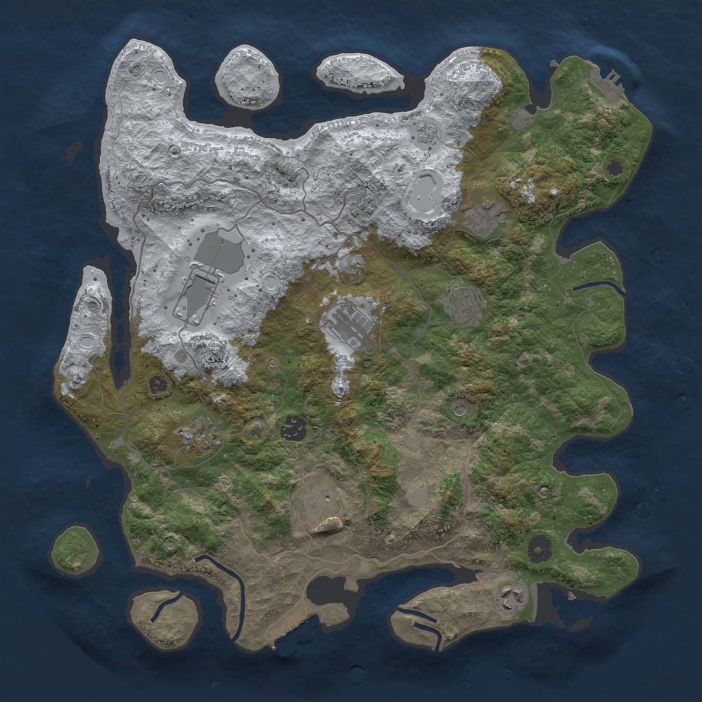 Rust Map: Procedural Map, Size: 4000, Seed: 10232001, 18 Monuments