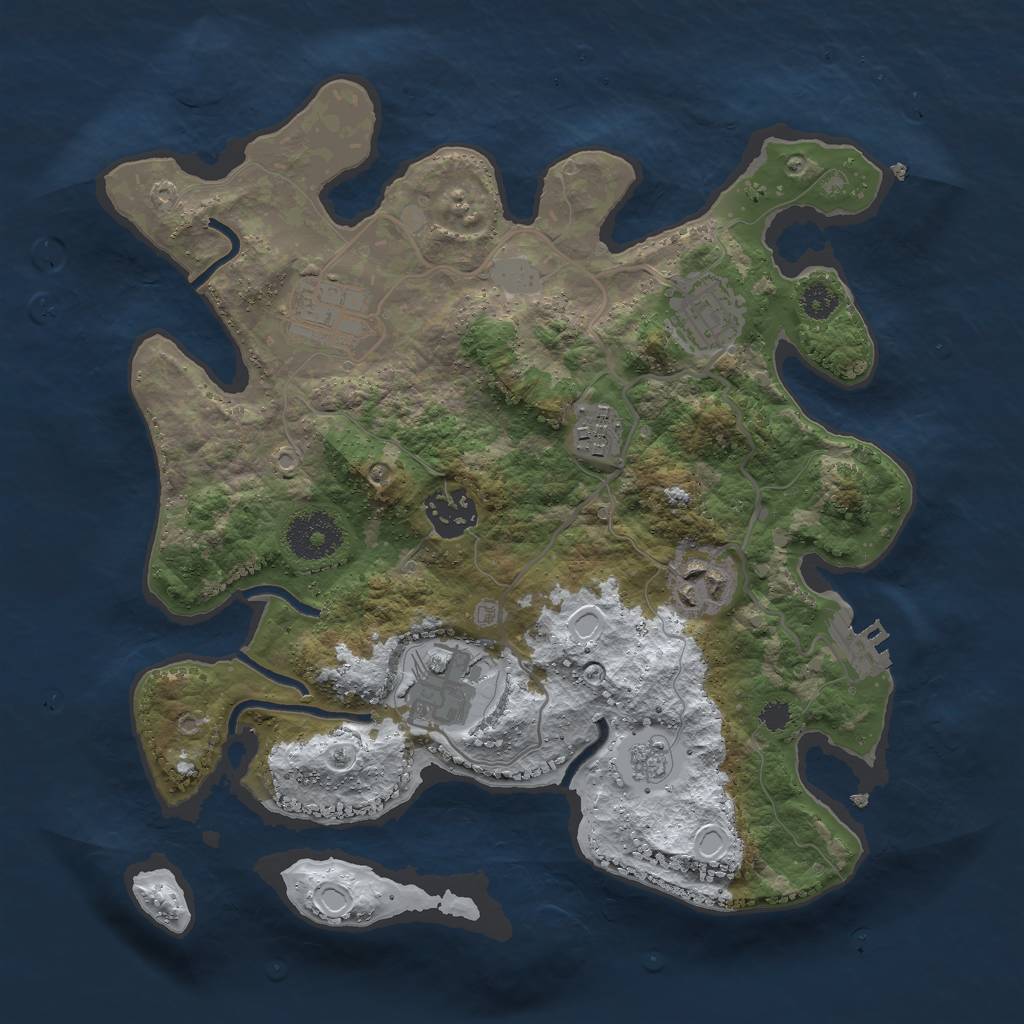 Rust Map: Procedural Map, Size: 3000, Seed: 669965657, 13 Monuments