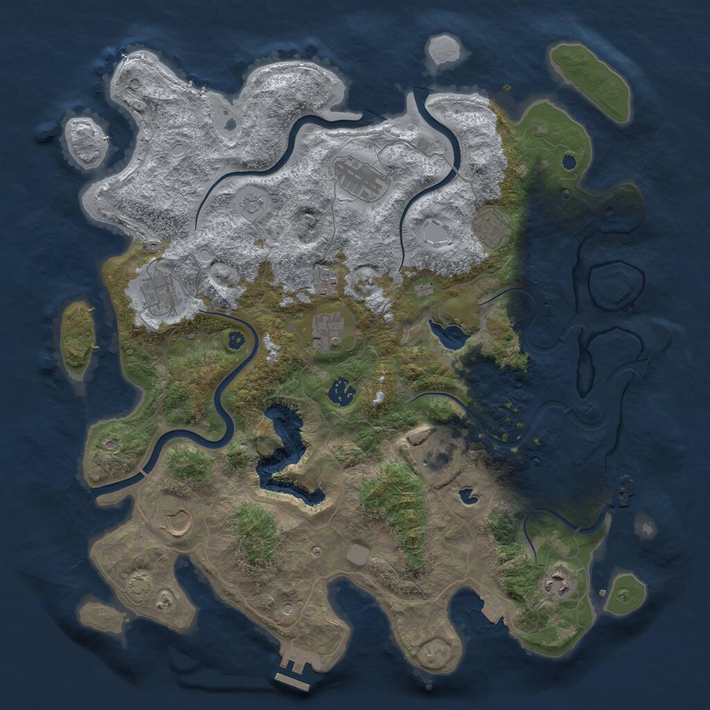 Rust Map: Procedural Map, Size: 4050, Seed: 291033249, 15 Monuments