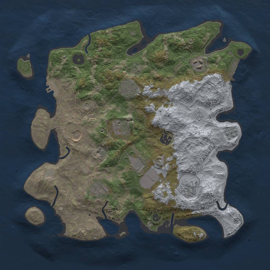 Rust Map: Procedural Map, Size: 3500, Seed: 1405780788, 18 Monuments