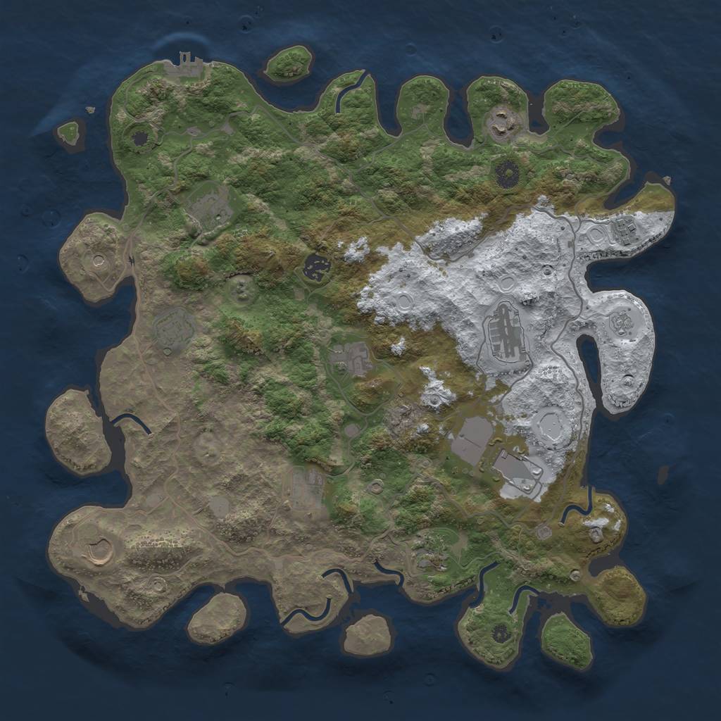 Rust Map: Procedural Map, Size: 4050, Seed: 1797138155, 19 Monuments