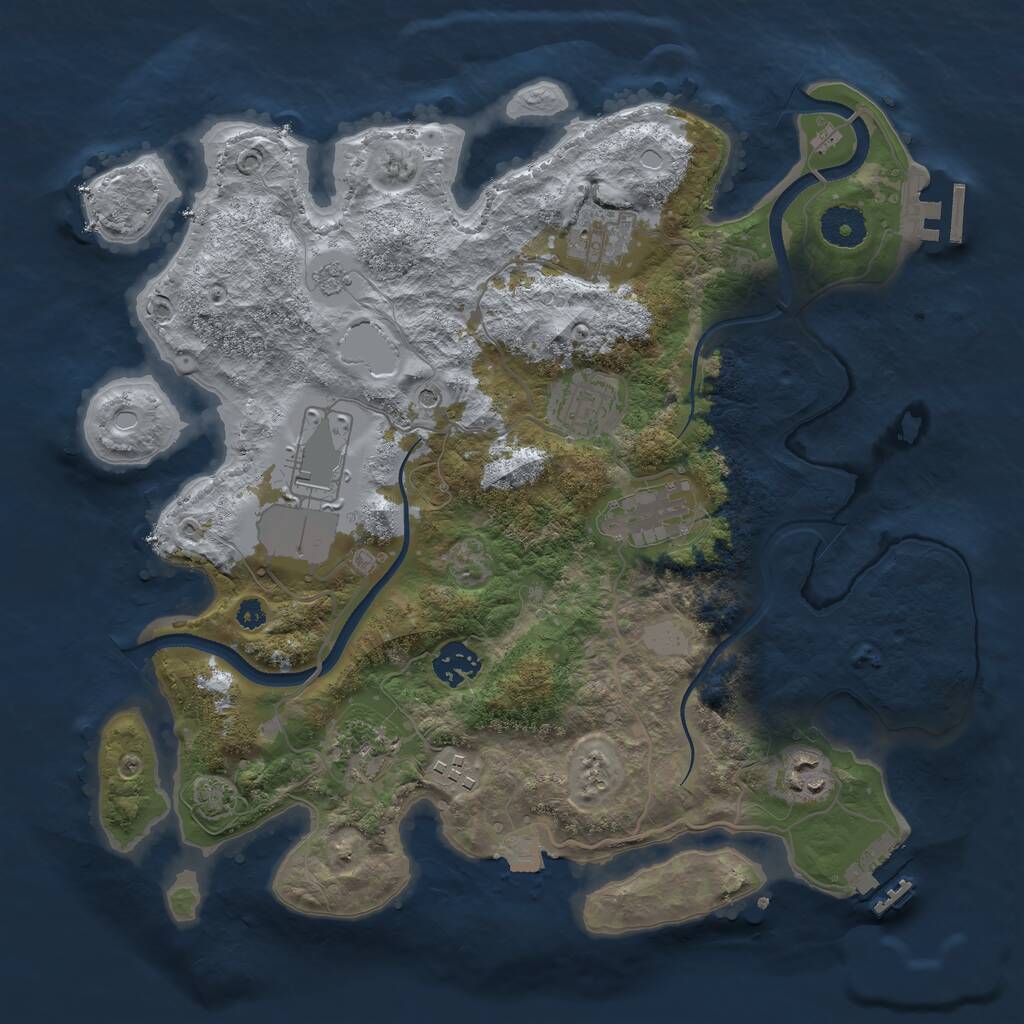 Rust Map: Procedural Map, Size: 3500, Seed: 425657425, 14 Monuments