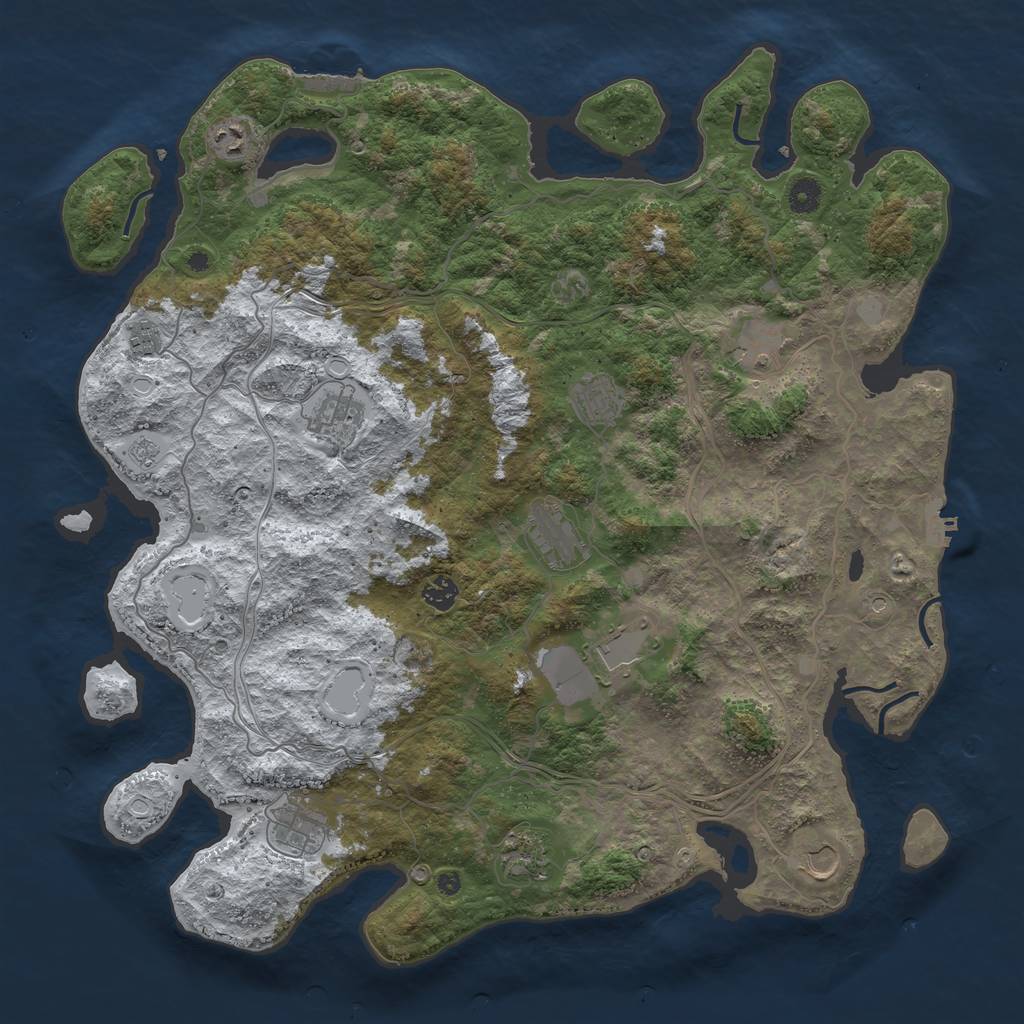 Rust Map: Procedural Map, Size: 4500, Seed: 1255555, 20 Monuments