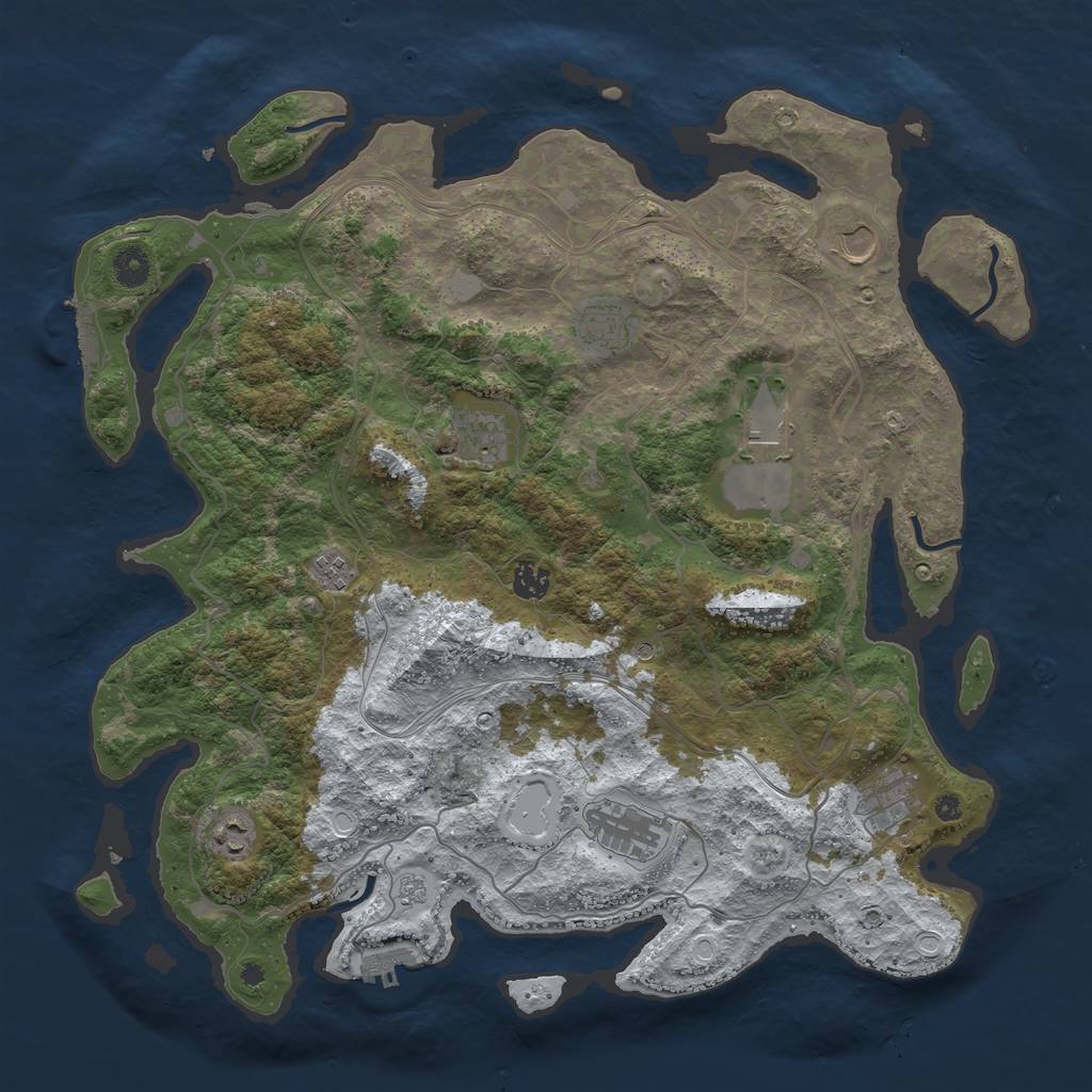 Rust Map: Procedural Map, Size: 4250, Seed: 843414, 18 Monuments
