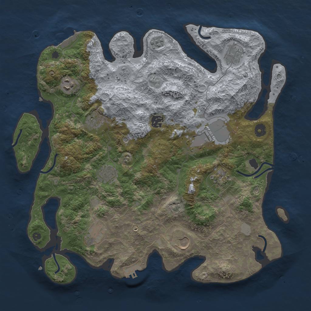 Rust Map: Procedural Map, Size: 3750, Seed: 421108286, 19 Monuments