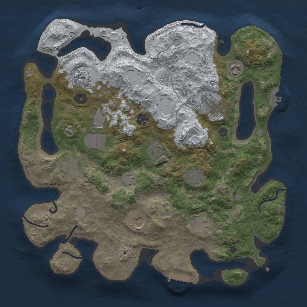 Rust Map: Procedural Map, Size: 3750, Seed: 138516833, 20 Monuments