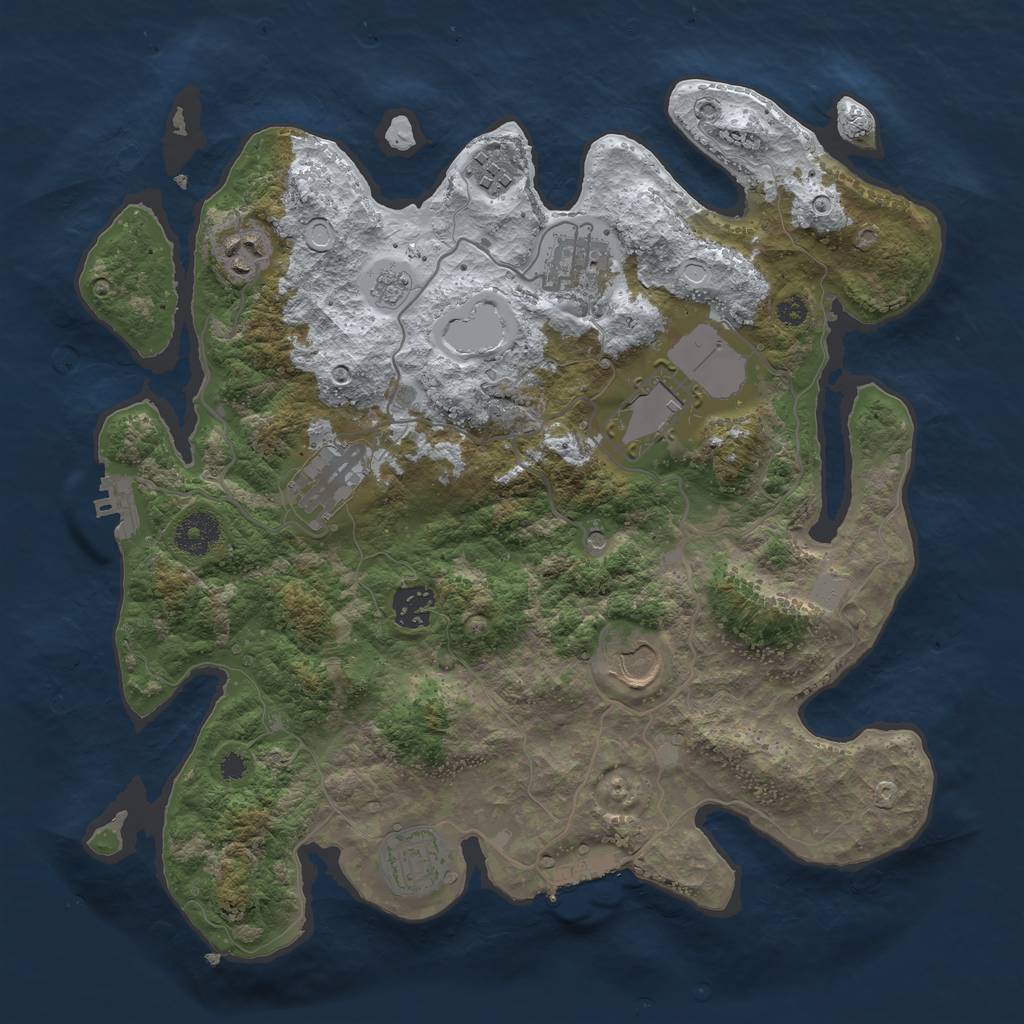 Rust Map: Procedural Map, Size: 3500, Seed: 8125649, 17 Monuments