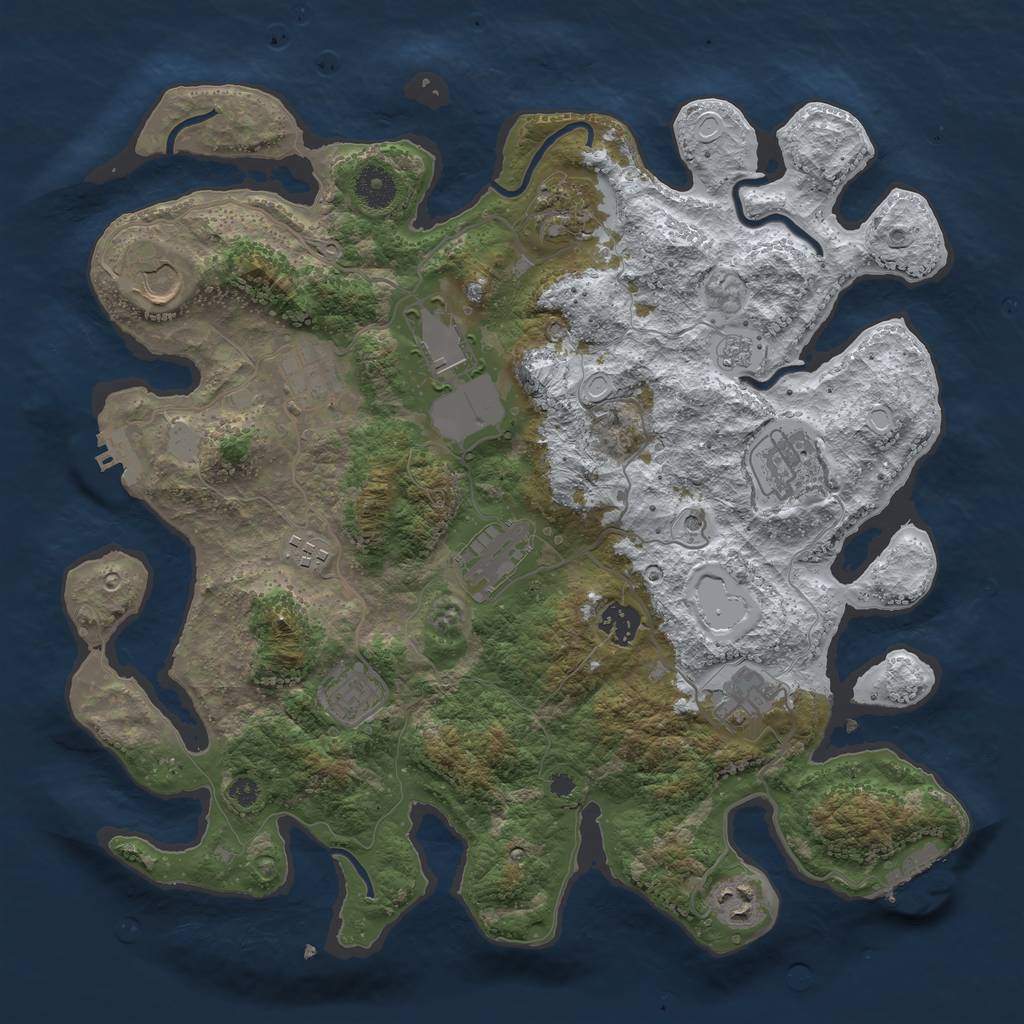 Rust Map: Procedural Map, Size: 3750, Seed: 437051633, 20 Monuments