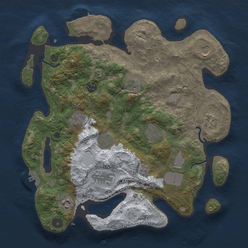 Rust Map: Procedural Map, Size: 3500, Seed: 394276937, 20 Monuments