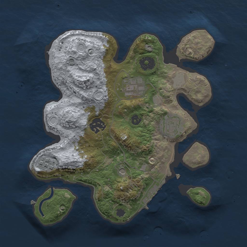 Rust Map: Procedural Map, Size: 2500, Seed: 12343, 11 Monuments