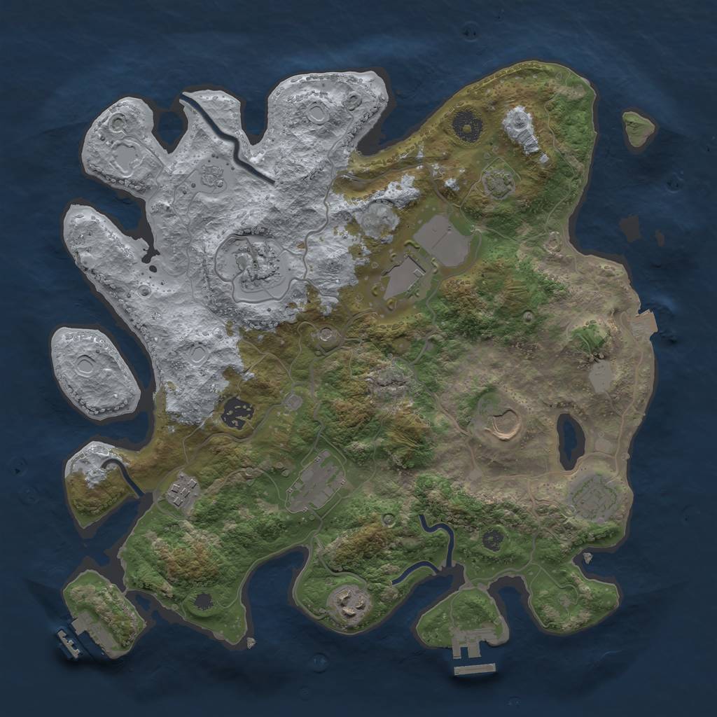 Rust Map: Procedural Map, Size: 3500, Seed: 2141, 16 Monuments