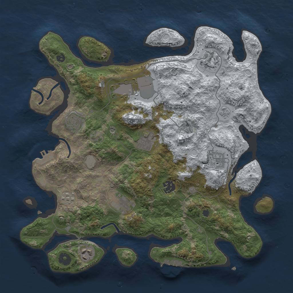 Rust Map: Procedural Map, Size: 3500, Seed: 931057057, 18 Monuments