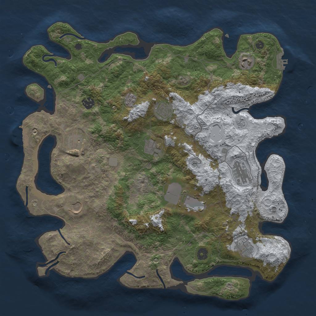 Rust Map: Procedural Map, Size: 4000, Seed: 104319565, 19 Monuments
