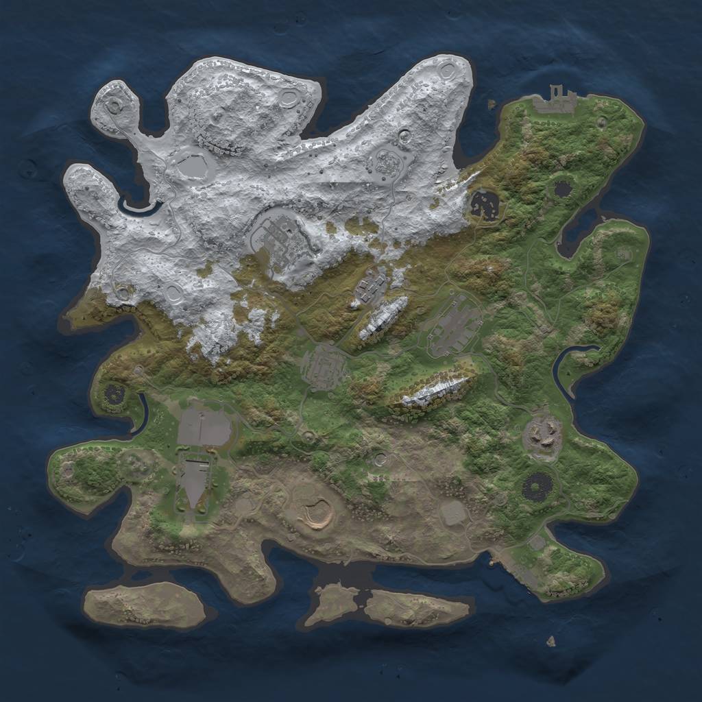 Rust Map: Procedural Map, Size: 3500, Seed: 106054141, 17 Monuments