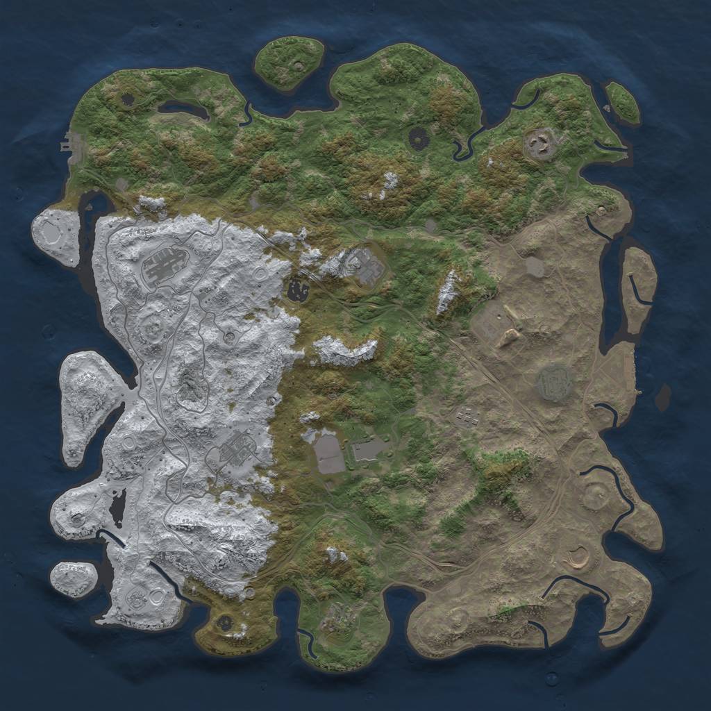 Rust Map: Procedural Map, Size: 4800, Seed: 1882126319, 20 Monuments