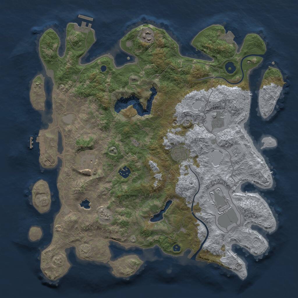 Rust Map: Procedural Map, Size: 4000, Seed: 2086367081, 12 Monuments