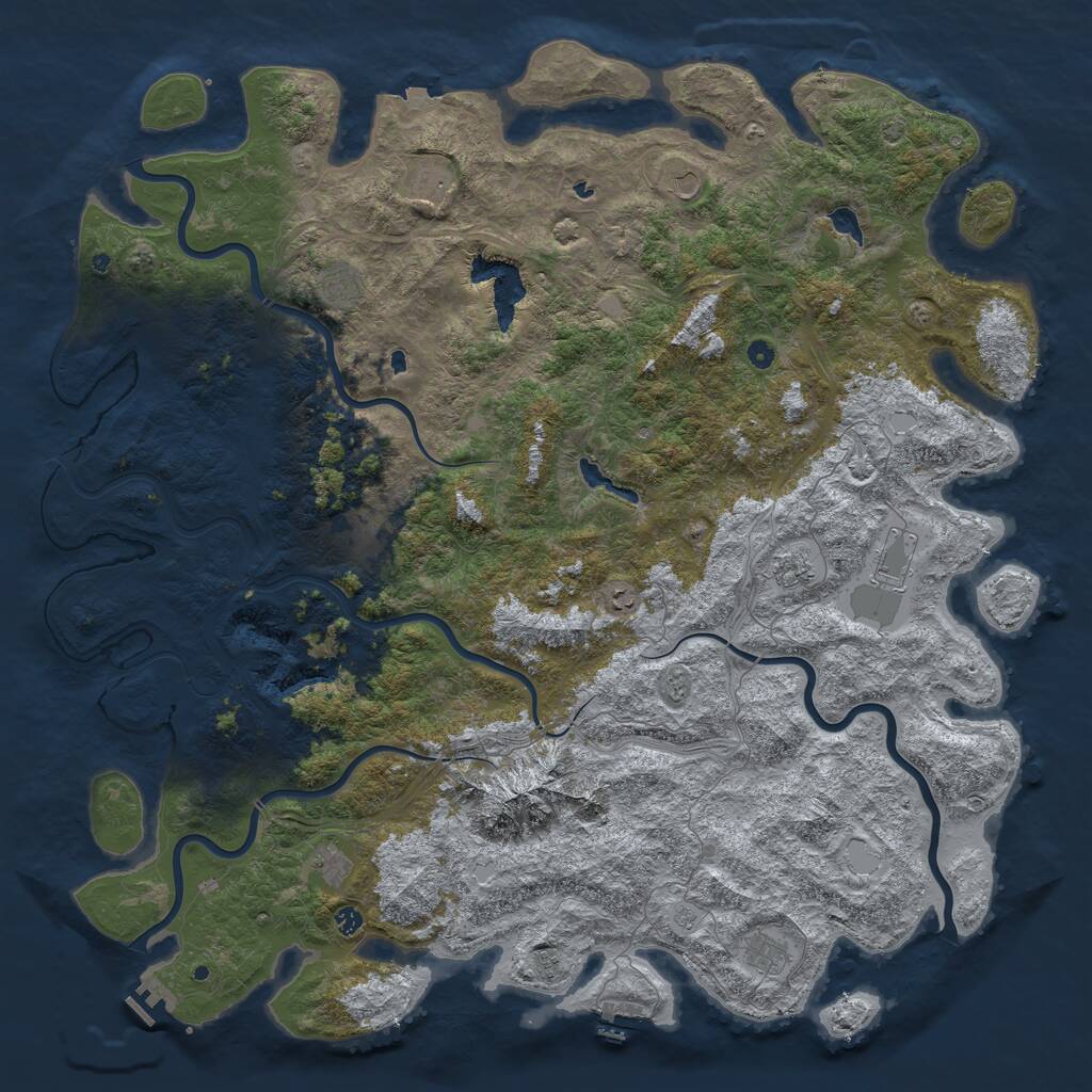 Rust Map: Procedural Map, Size: 6000, Seed: 5464, 17 Monuments