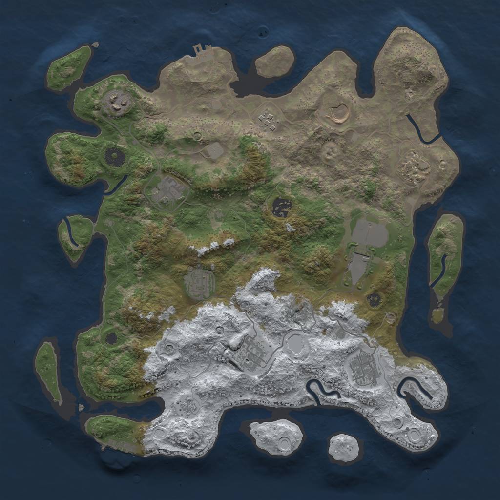 Rust Map: Procedural Map, Size: 3750, Seed: 3984, 19 Monuments