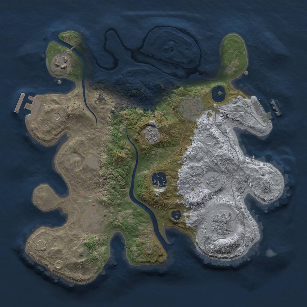 Rust Map: Procedural Map, Size: 3000, Seed: 42617, 12 Monuments