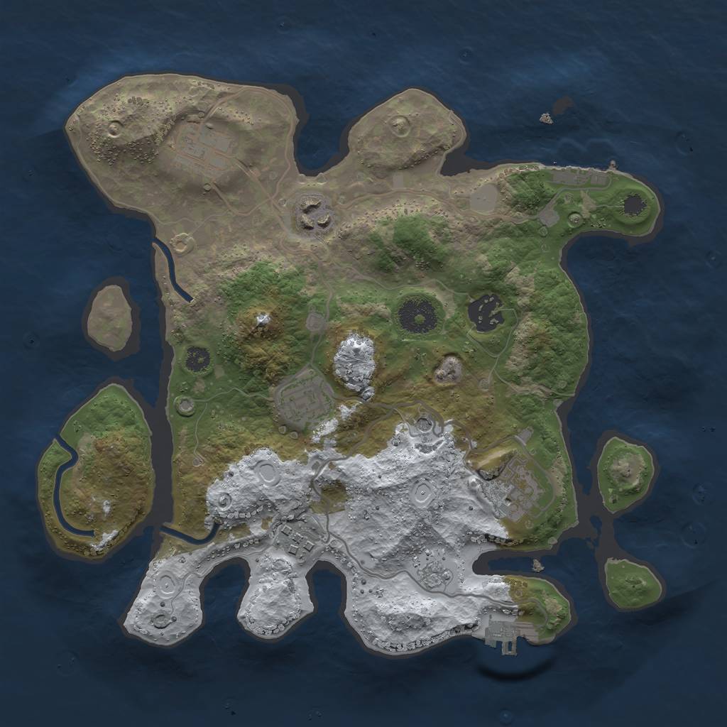 Rust Map: Procedural Map, Size: 3000, Seed: 2442343, 15 Monuments
