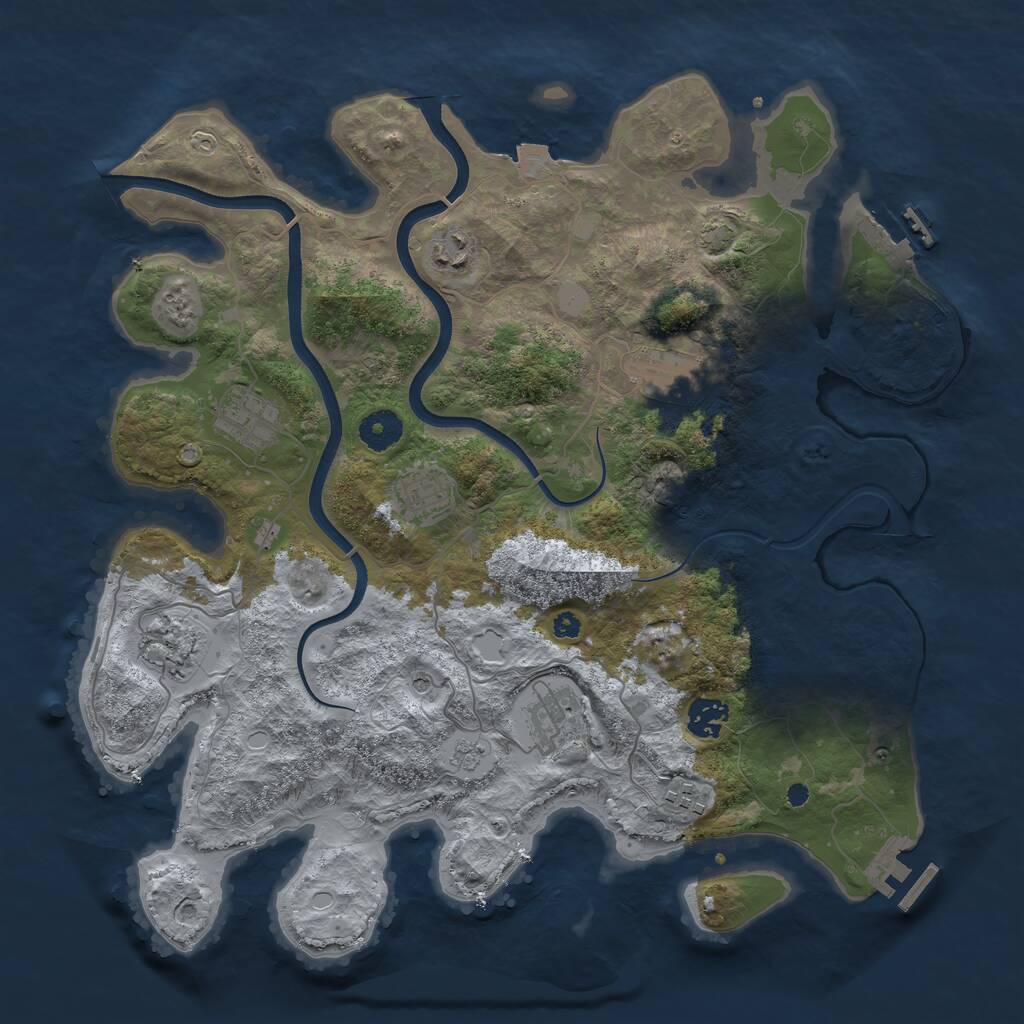 Rust Map: Procedural Map, Size: 3750, Seed: 1986979131, 14 Monuments