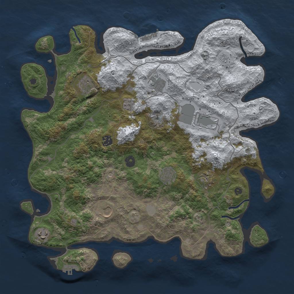 Rust Map: Procedural Map, Size: 4000, Seed: 886234, 18 Monuments